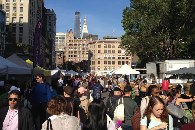 Shoppers at the Union Square farmers' market